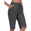MoFiz Womens 13″ Knee Length Hiking Shorts Quick Dry Water Resistant Athletic Travel Golf Bermuda Shorts with 3 Pockets(A04-dark Gray)