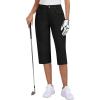 MoFiz Women’s Capri Pants with Pockets Lightweight Cropped Golf Hiking Pants Quick Dry Summer Elastic Waist Capris Black L