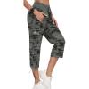MoFiz Women’s Cargo Capris Pants Loose Fit Casual Hiking Pants Lightweight Quick Dry Travel Summer Pants for Women(Camo Green)