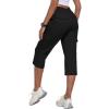 MoFiz Women’s Cargo Capris Pants with 6 Pockets Lightweight Cotton Hiking Casual Travel Summer Capri Pants for Women(Black)