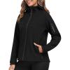 MoFiz Women’s Fleece Lined Softshell Jacket Hooded Windproof Lightweight Insulated Jacket Full Zip Warm Coat(Black)