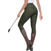 MoFiz Women’s Horse Riding Pants Full Seat Silicon Knee-Patch Equestrian Breeches Horseback Schooling Tights Zipper Pockets(Army Green)