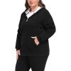 MoFiz Womens Plus Size Fleece Zip Up Hoodie Jacket Sherpa Lined Warm Coat Hooded Sweatshirts(Black)
