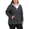 MoFiz Womens Plus Size Fleece Zip Up Hoodie Jacket Sherpa Lined Warm Coat Hooded Sweatshirts(Black-grey)