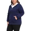 MoFiz Womens Plus Size Fleece Zip Up Hoodie Jacket Sherpa Lined Warm Coat Hooded Sweatshirts(Blue)