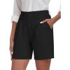 MoFiz Women’s Shorts Summer Dressy Elastic High Waisted Business Casual Work Shorts with Pockets(Black)