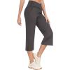 MoFiz Womens Yoga Capris Pants High Waist Lightweight Athletic Exercise Casual Wide Leg Yoga Pants with Pockets(A05-dark Gray)