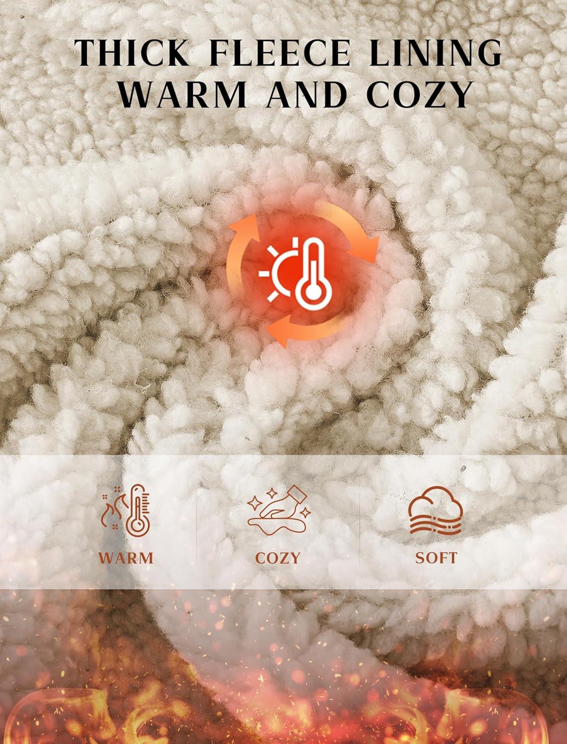 imageMoFiz Womens Fleece Zip Up Hoodie Flannel Plaid Hoodie Winter Warm Casual Sweatshirts With PocketY07black Brown