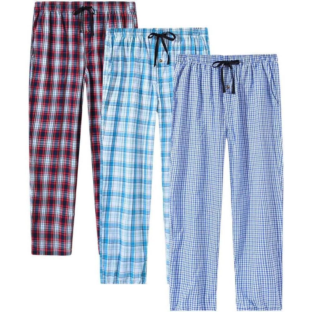 imageMoFiz Mens Pajama Pants Ultra Lightweight Pjs Bottoms Sleepwear Bottom Pants with Pocket Drawstring 3PackB3pack