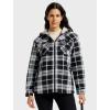 MoFiz Women’s Fleece Zip Up Hoodie Flannel Plaid Hoodie Winter Warm Casual Sweatshirts With Pocket(Y05-black White)