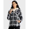 MoFiz Women’s Fleece Zip Up Hoodie Flannel Plaid Hoodie Winter Warm Casual Sweatshirts With Pocket(Y05-black White)