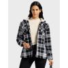 MoFiz Women’s Fleece Zip Up Hoodie Flannel Plaid Hoodie Winter Warm Casual Sweatshirts With Pocket(Y05-black White)