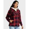 MoFiz Women’s Fleece Zip Up Hoodie Flannel Plaid Hoodie Winter Warm Casual Sweatshirts With Pocket(Y06-black Red)