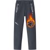 MoFiz Kids Fleece Lined Snow Ski Pants Waterproof Warm Winter Hiking Pants for Boys Girls Snowboard Pants with Zip Pockets(Zip-grey)