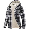 MoFiz Women’s Fleece Zip Up Hoodie Flannel Plaid Hoodie Winter Warm Casual Sweatshirts With Pocket(Y05-black White)
