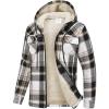 MoFiz Women’s Fleece Zip Up Hoodie Flannel Plaid Hoodie Winter Warm Casual Sweatshirts With Pocket(Y07-black Brown)