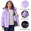 MoFiz Girls Ski Jacket Warm Winter Jacket Windproof Fleece Winter Coat Snow Jackets with Zipper Pockets(Z-pale Purple)