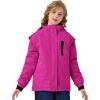 MoFiz Girls Ski Jacket Warm Winter Jacket Windproof Fleece Winter Coat Snow Jackets with Zipper Pockets(Z-rose Red)