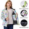 MoFiz Girls Ski Jacket Warm Winter Jacket Windproof Fleece Winter Coat Snow Jackets with Zipper Pockets(Z-white Graffiti)