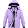 MoFiz Girls Ski Jacket Warm Winter Jacket Windproof Fleece Winter Coat Snow Jackets with Zipper Pockets(Z-pale Purple)