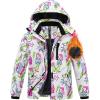 MoFiz Girls Ski Jacket Warm Winter Jacket Windproof Fleece Winter Coat Snow Jackets with Zipper Pockets(Z-white Graffiti)