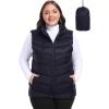MoFiz Womens Plus Size Puffer Vest Packable Quilted Puffy Vest Lightweight Winter Outerwear Vests for Hiking Vacation(Navy Blue)