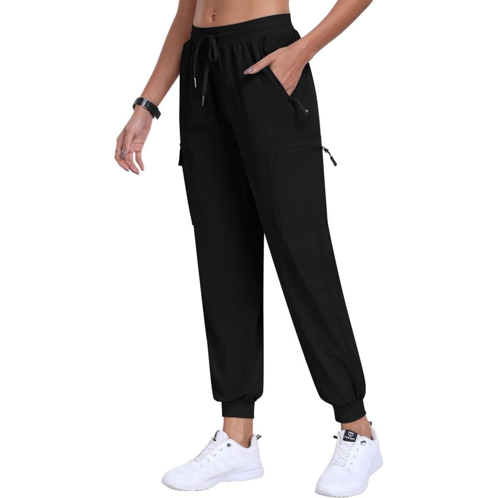 imageMoFiz Womens Cargo Pants with Pockets Lightweight Quick Dry Outdoor Travel Hiking Pants Running Joggers Sweatpants