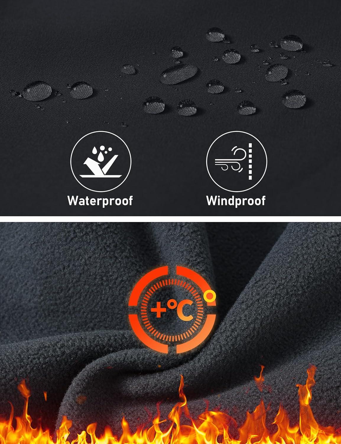 imageMoFiz Kids Fleece Lined Hiking Snow Ski Pants Boys Waterproof Winter Warm Outdoor Pants with Zippered PocketBlack01