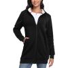 MoFiz Womens Zip Up Hoodies Fleece Long Hoodies Warm Casual Hooded Sweatshirt Jacket with Pockets(Black)