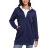 MoFiz Womens Zip Up Hoodies Fleece Long Hoodies Warm Casual Hooded Sweatshirt Jacket with Pockets(Navy Blue)