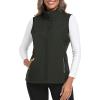 MoFiz Women’s Fleece Lined Softshell Vest Windproof Lightweight Insulated Sleeveless Jacket Full Zip Running Vest(Army Green)