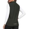 MoFiz Women’s Fleece Lined Softshell Vest Windproof Lightweight Insulated Sleeveless Jacket Full Zip Running Vest(Army Green)