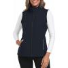 MoFiz Women’s Fleece Lined Softshell Vest Windproof Lightweight Insulated Sleeveless Jacket Full Zip Running Vest(Navy)