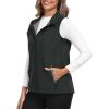MoFiz Women’s Fleece Lined Softshell Vest Windproof Lightweight Insulated Sleeveless Jacket Full Zip Running Vest(Dark Grey)