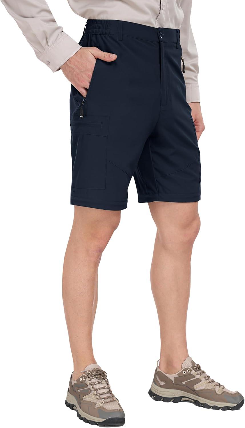 image:imageMoFiz Mens Hiking Pants Water Resistant QuickDry Lightweight Outdoor Sweatpants Convertible Zip Off Shorts 5Zip PocketsNavy