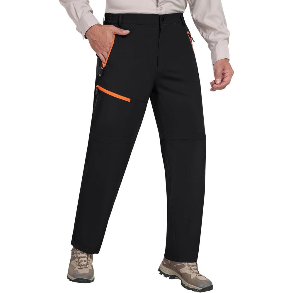 image:imageMoFiz Mens Hiking Pants Water Resistant QuickDry Lightweight Outdoor Sweatpants Convertible Zip Off Shorts 5Zip PocketsBblack