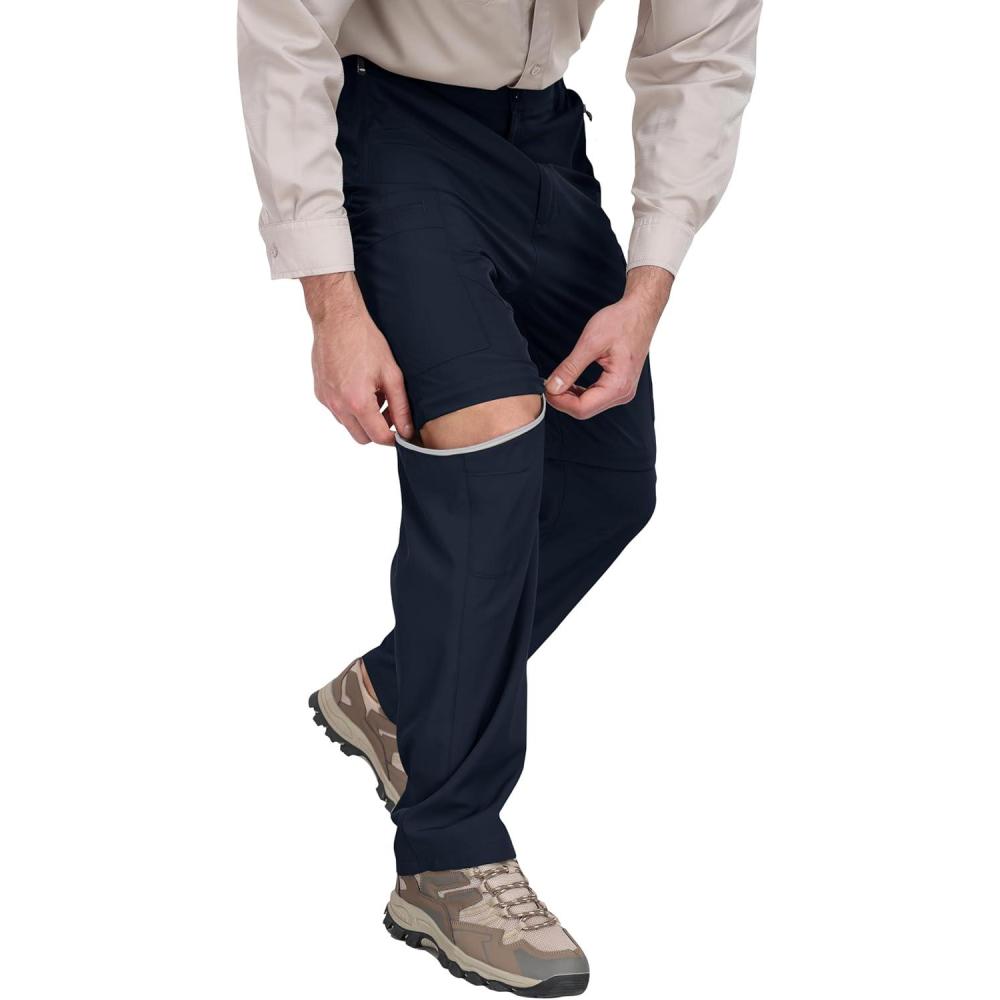 image:imageMoFiz Mens Hiking Pants Water Resistant QuickDry Lightweight Outdoor Sweatpants Convertible Zip Off Shorts 5Zip PocketsNavy