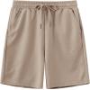 MoFiz Boy’s Short Set 2 Piece Crewneck T-Shirt and Short Outfits Summer Casual Sets for Kids(Light Khaki)