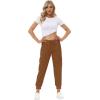 MoFiz Women’s Lightweight Hiking Cargo Pants Outdoor Quick Dry Casual Travel Sweatpants Joggers Elastic Waist Button Pockets(A09-earthy Yellow)
