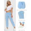 MoFiz Women’s Lightweight Hiking Cargo Pants Outdoor Quick Dry Casual Travel Sweatpants Joggers Elastic Waist Button Pockets(A15-wathet)