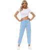MoFiz Women’s Lightweight Hiking Cargo Pants Outdoor Quick Dry Casual Travel Sweatpants Joggers Elastic Waist Button Pockets(A15-wathet)