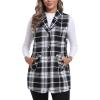 MoFiz Womens Long Flannel Plaid Vest Fall Winter Button Down Sleeveless Blazer Jackets Cardigan Coat Outerwear With Pockets(A01-black White)