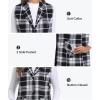 MoFiz Womens Long Flannel Plaid Vest Fall Winter Button Down Sleeveless Blazer Jackets Cardigan Coat Outerwear With Pockets(A01-black White)