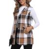 MoFiz Womens Long Flannel Plaid Vest Fall Winter Button Down Sleeveless Blazer Jackets Cardigan Coat Outerwear With Pockets(A02-brown)