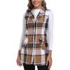 MoFiz Womens Long Flannel Plaid Vest Fall Winter Button Down Sleeveless Blazer Jackets Cardigan Coat Outerwear With Pockets(A02-brown)