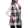 MoFiz Womens Long Flannel Plaid Vest Fall Winter Button Down Sleeveless Blazer Jackets Cardigan Coat Outerwear With Pockets(A03-black Brown)