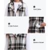 MoFiz Womens Long Flannel Plaid Vest Fall Winter Button Down Sleeveless Blazer Jackets Cardigan Coat Outerwear With Pockets(A03-black Brown)