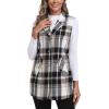 MoFiz Womens Long Flannel Plaid Vest Fall Winter Button Down Sleeveless Blazer Jackets Cardigan Coat Outerwear With Pockets(A03-black Brown)