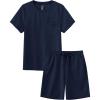 MoFiz Boy’s Short Set 2 Piece Crewneck T-Shirt and Short Outfits Summer Casual Sets for Kids(Navy Blue)