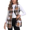 MoFiz Womens Long Flannel Plaid Vest Fall Winter Button Down Sleeveless Blazer Jackets Cardigan Coat Outerwear With Pockets(A02-brown)